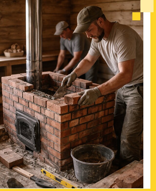 Кирпичные печи для бани под ключ в Благовещенске, проект и монтаж