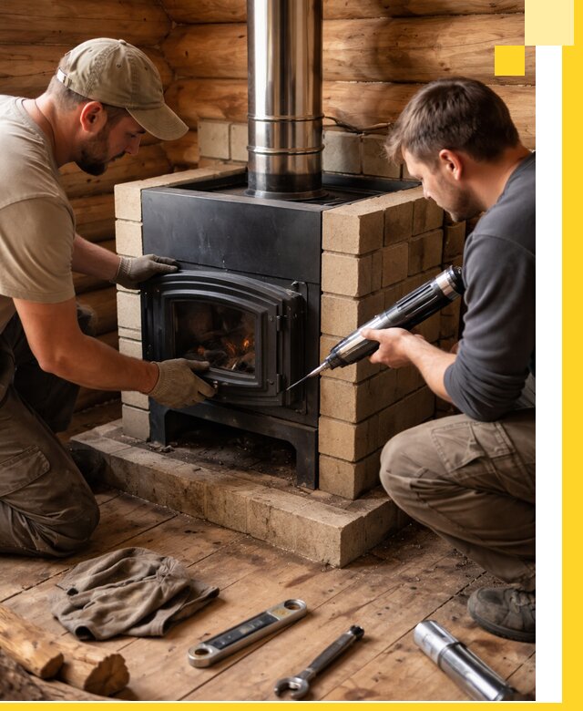 Монтаж и установка печи в бане под ключ с гарантией в Благовещенске