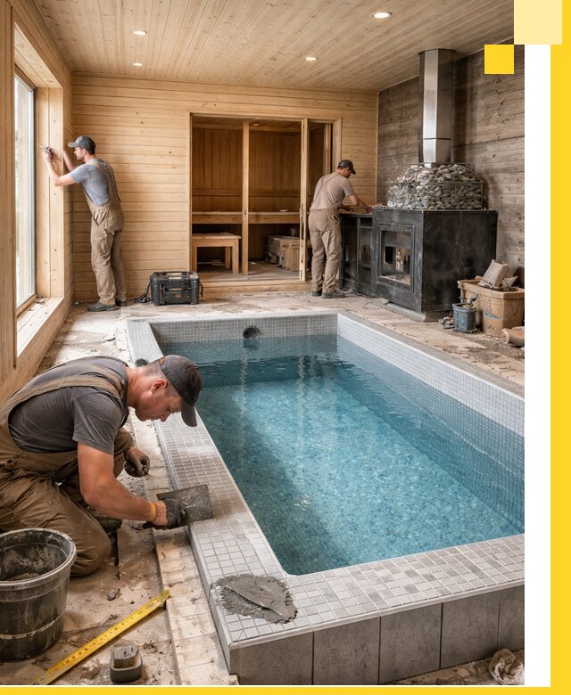 Проект бани с бассейном и сауной в Благовещенске под ключ