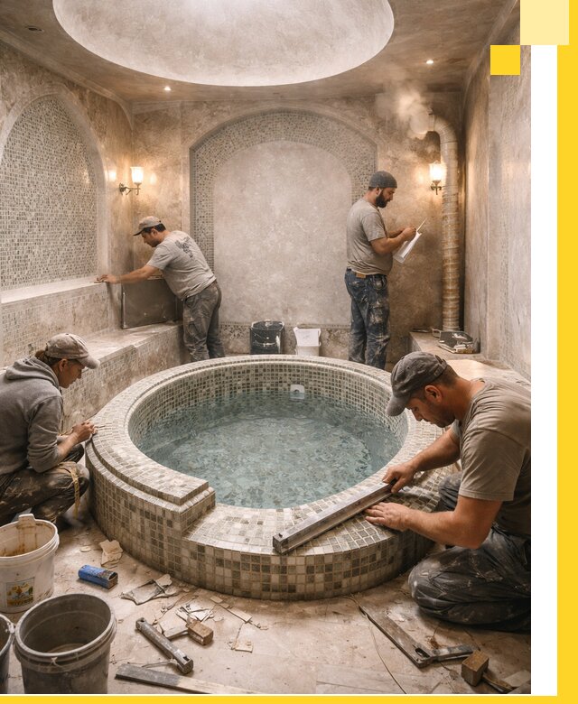 Профессиональное строительство хамама с бассейном в Благовещенске под ключ